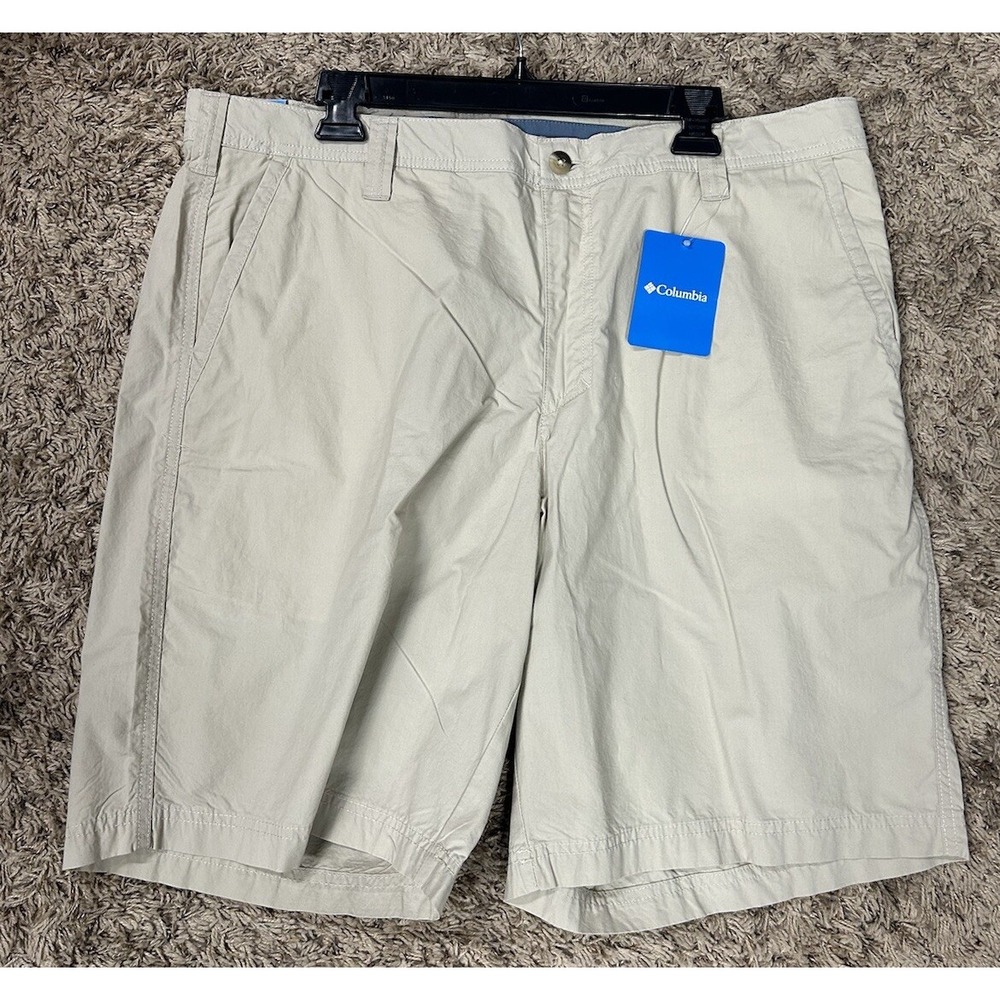 Columbia Mens Size 40 Regular Fit Beige Washed Out Chino Shorts New (K3)